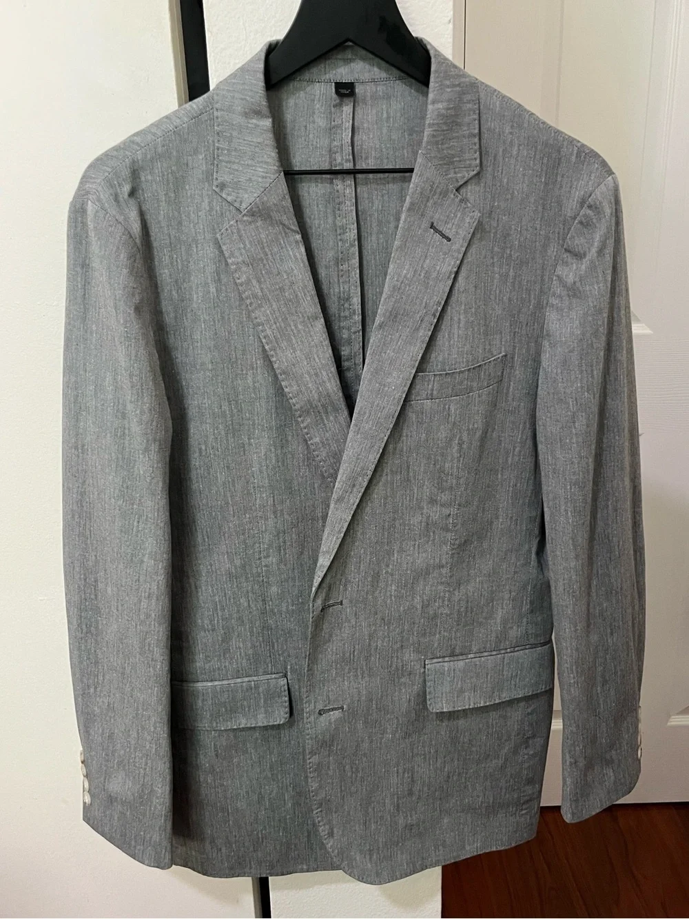 J Crew Men's Gray Cotton Blazer Somelos Fabric Single-Breasted